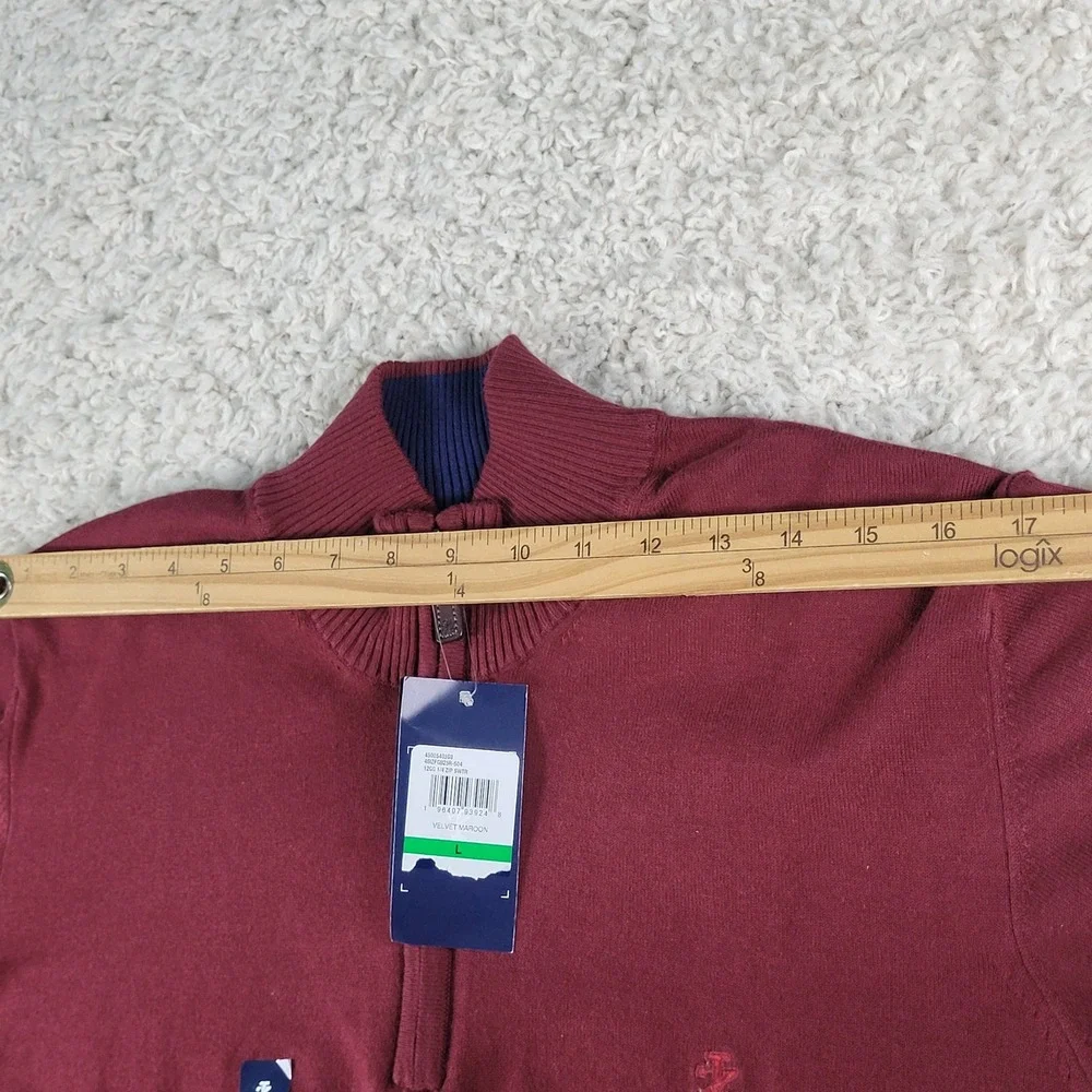 IZOD Quarter Zip Sweater Mens Large Velvet Maroon NWT 46IZFGB25R-604